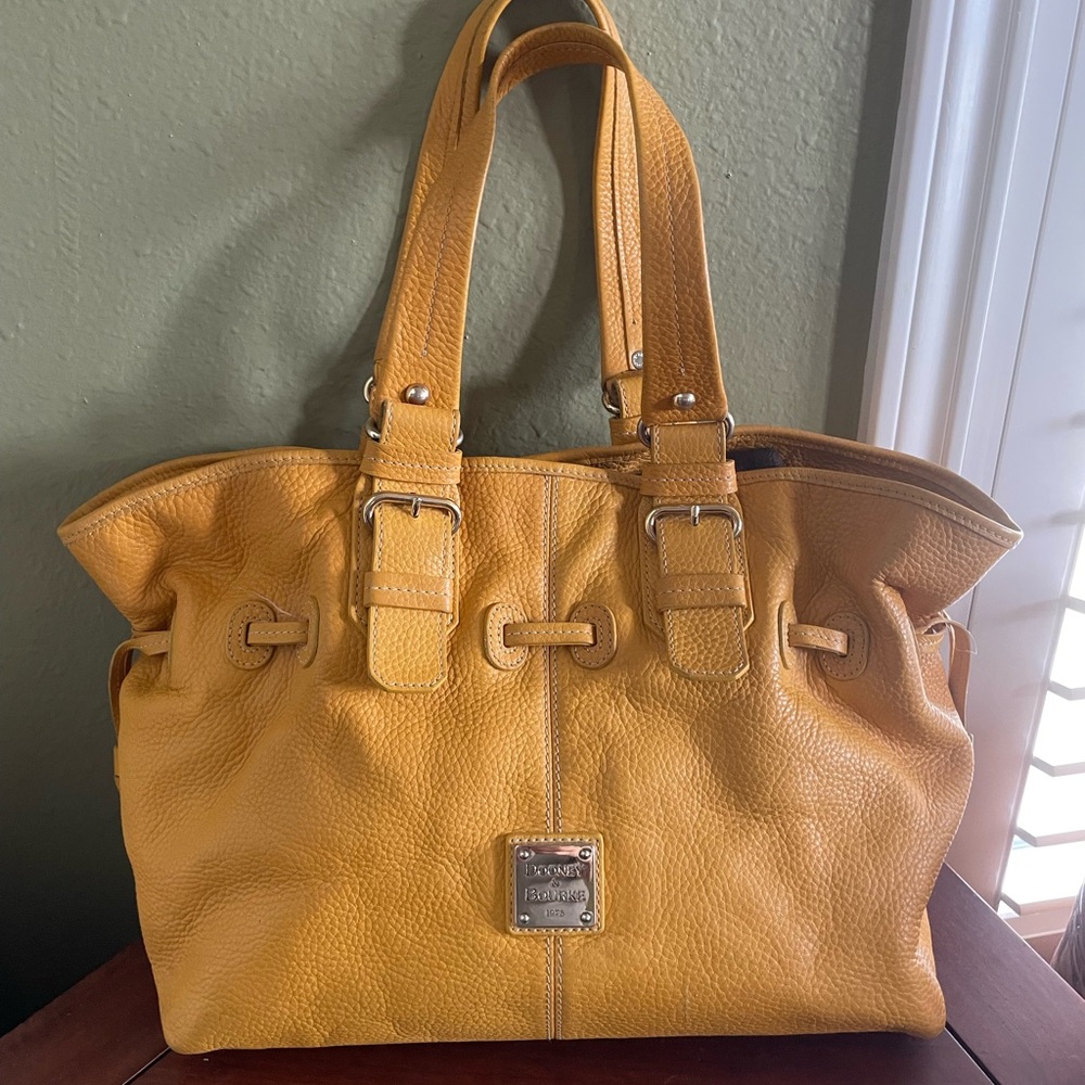 Dooney & Bourke Yellow Pebbled Leather Tote